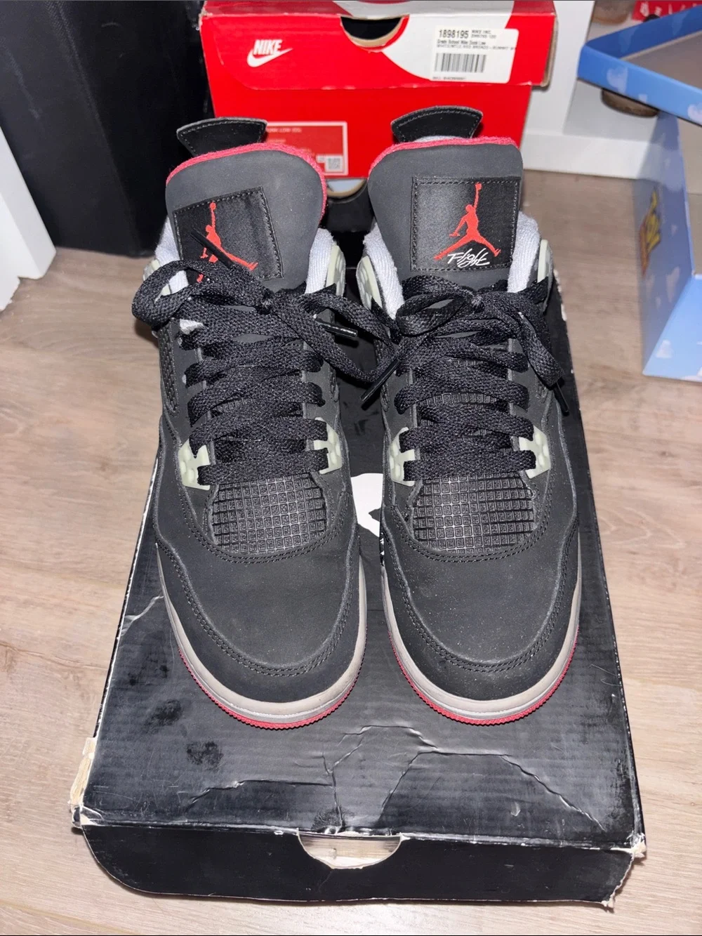 Jordan Kids Black with Red Accent Retro Sneakers
